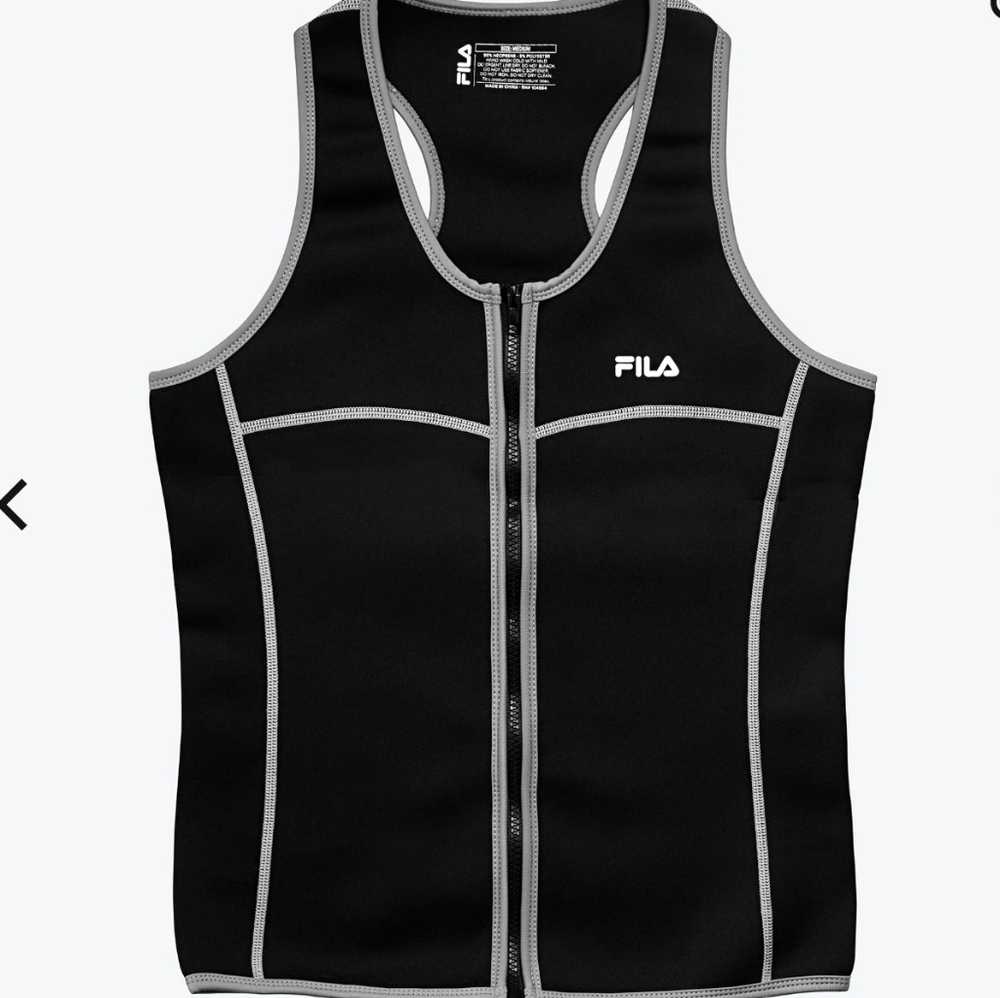 NWOT! Fila Black Gray Trim Neoprene Sauna Vest S